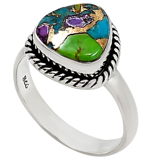 Multi Copper Turquoise Ring size-8 R-1009 SDR254164