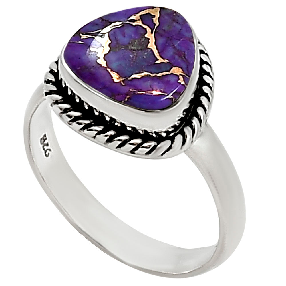 Copper Purple Turquoise Ring size-7.5 R-1009 SDR254172
