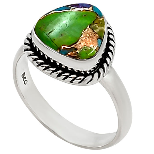 Multi Copper Turquoise Ring size-7.5 R-1009 SDR254179