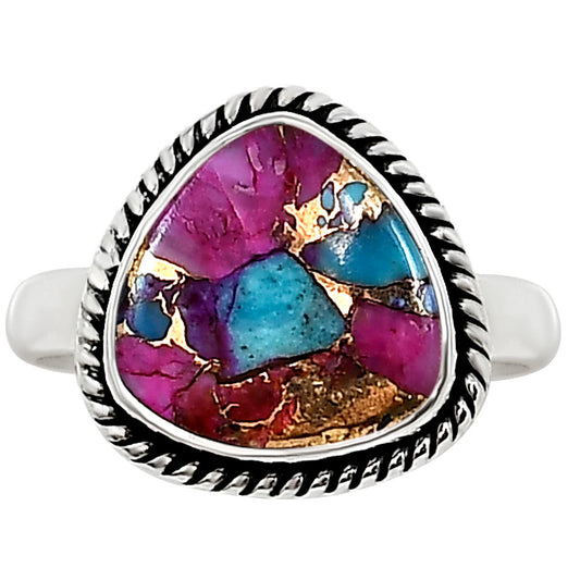Kingman Pink Dahlia Turquoise Ring size-7.5 R-1009 SDR254182