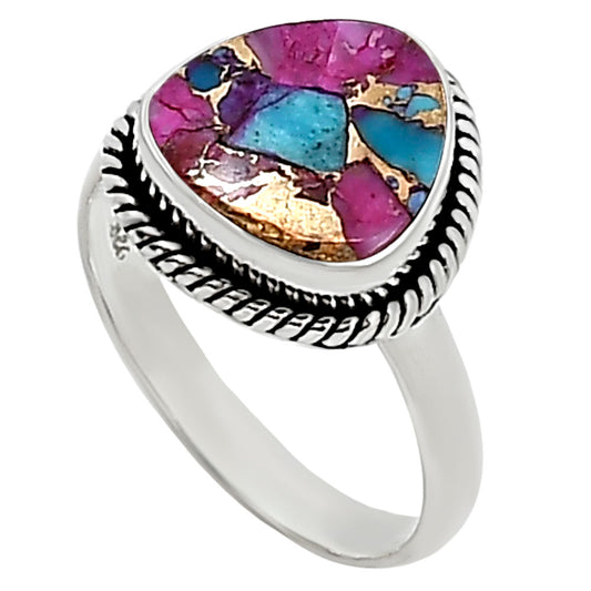 Kingman Pink Dahlia Turquoise Ring size-7.5 R-1009 SDR254182