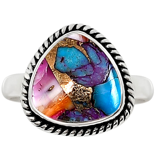 Kingman Orange Dahlia Turquoise Ring size-7.5 R-1009 SDR254194