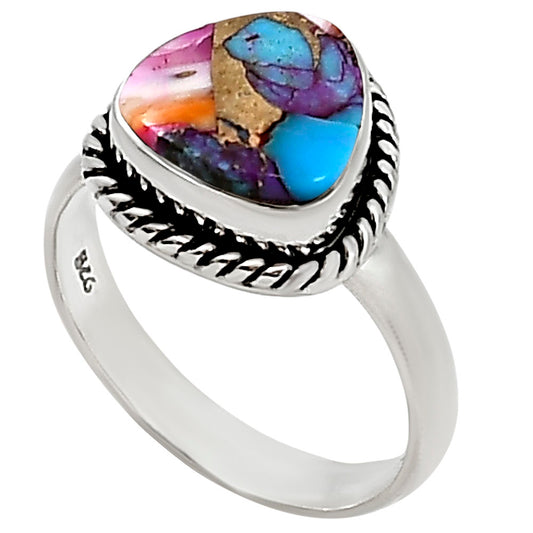 Kingman Orange Dahlia Turquoise Ring size-7.5 R-1009 SDR254194