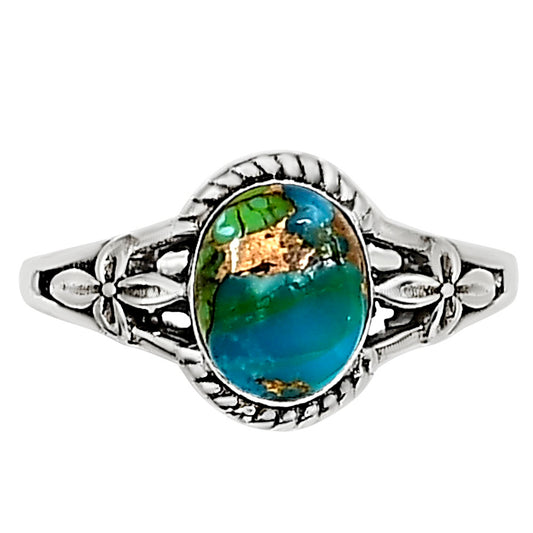 Blue Turquoise In Green Mohave Ring size-5 R-1300 SDR254296
