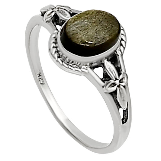 Silver Obsidian Ring size-7 R-1300 SDR254310