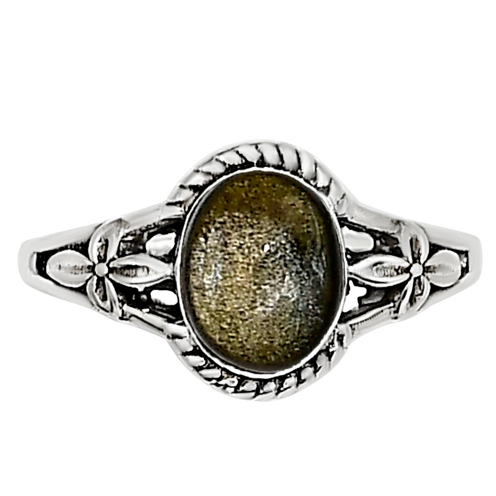 Silver Obsidian Ring size-5 R-1300 SDR254312