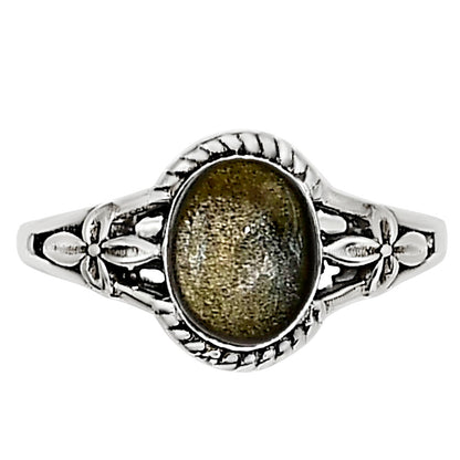 Silver Obsidian Ring size-5 R-1300 SDR254312