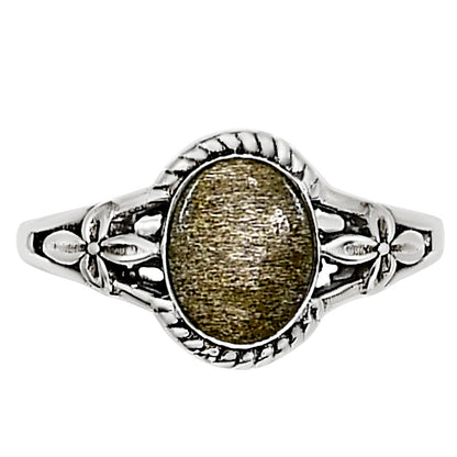 Silver Obsidian Ring size-5 R-1300 SDR254337