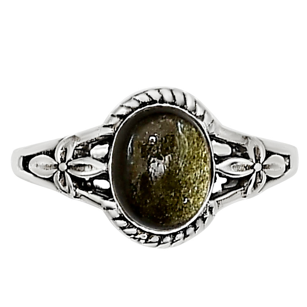 Silver Obsidian Ring size-6 R-1300 SDR254338