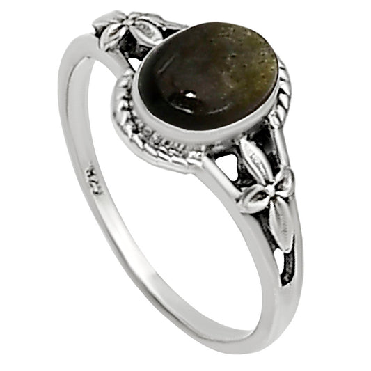 Silver Obsidian Ring size-6 R-1300 SDR254338