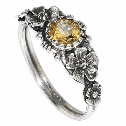 Floral - Citrine Ring size-7 R-1292 SDR254679