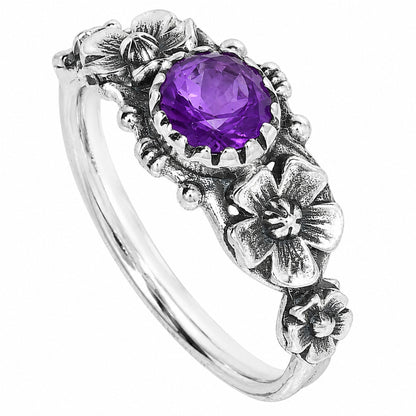 Floral - African Amethyst Ring size-7 R-1292 SDR254702