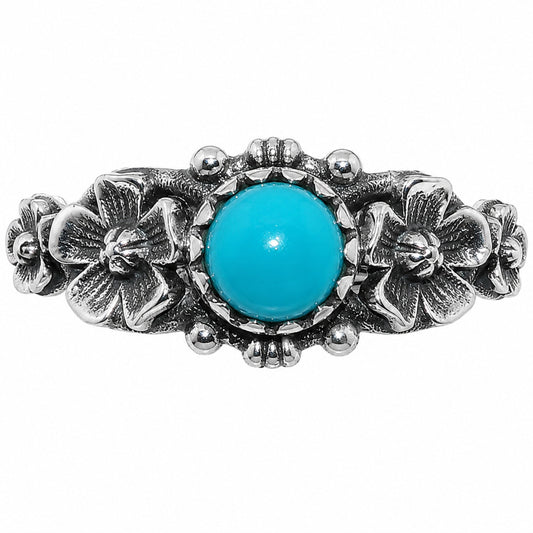 Floral - Lucky Charm Tibetan Turquoise Ring size-5 R-1292 SDR254707