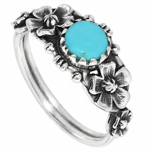Floral - Lucky Charm Tibetan Turquoise Ring size-5 R-1292 SDR254708
