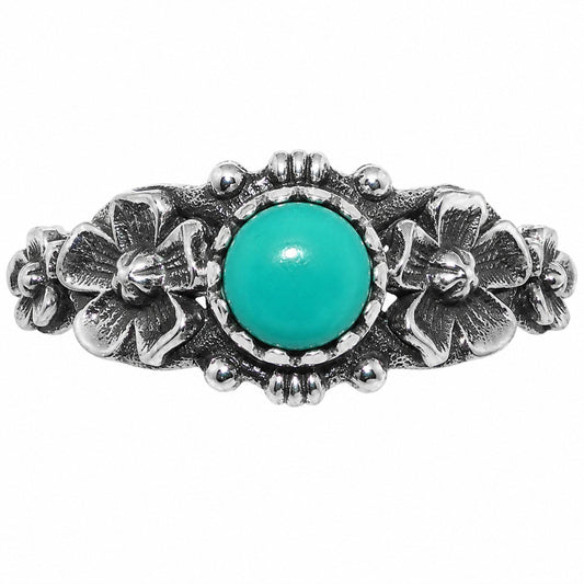 Floral - Lucky Charm Tibetan Turquoise Ring size-5 R-1292 SDR254709