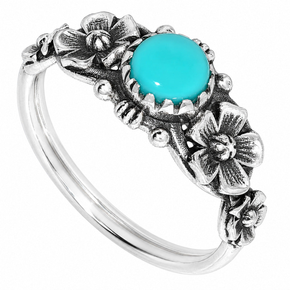 Floral - Lucky Charm Tibetan Turquoise Ring size-6 R-1292 SDR254711