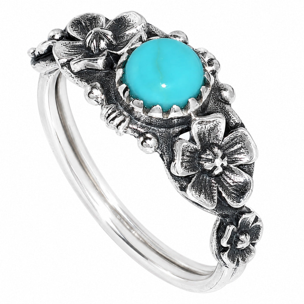 Floral - Lucky Charm Tibetan Turquoise Ring size-6 R-1292 SDR254712