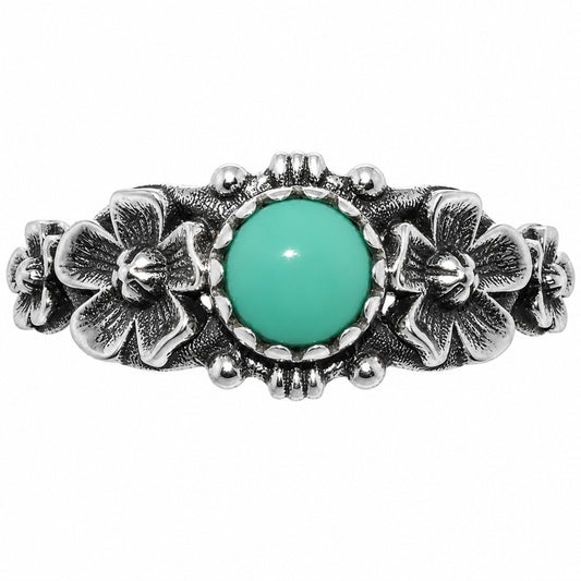 Floral - Lucky Charm Tibetan Turquoise Ring size-7 R-1292 SDR254713