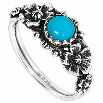Floral - Lucky Charm Tibetan Turquoise Ring size-7 R-1292 SDR254715