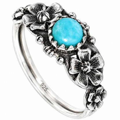 Floral - Lucky Charm Tibetan Turquoise Ring size-8 R-1292 SDR254717