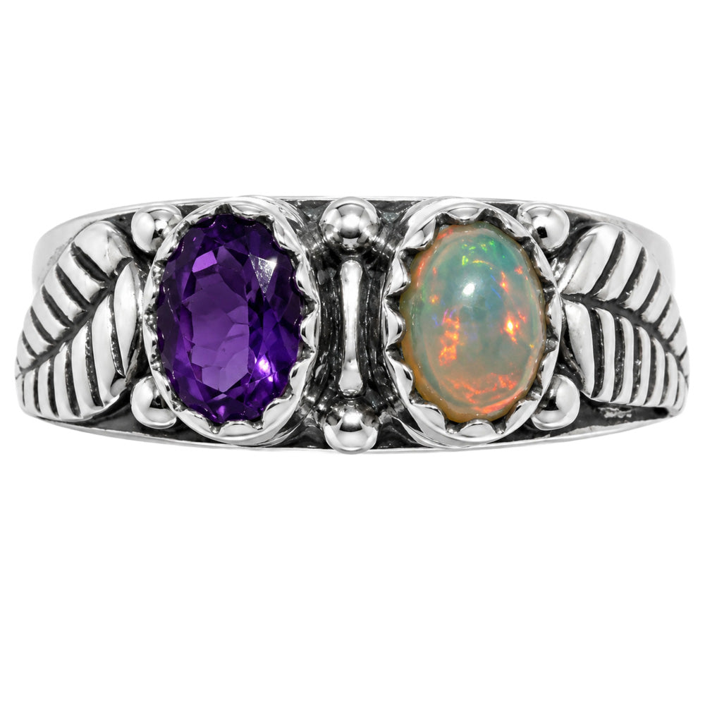 Leaf - Ethiopian Opal and Amethyst Ring size-7 R-1791 SDR254748