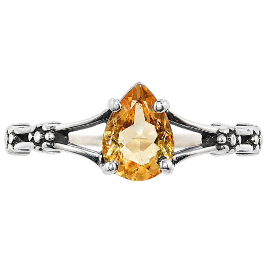 Floral - Citrine Ring size-6 R-1720 SDR254902