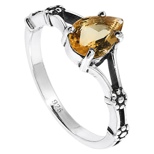 Floral - Citrine Ring size-7 R-1720 SDR254906