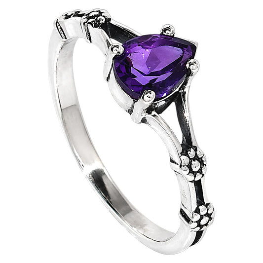 Floral - African Amethyst Ring size-8 R-1720 SDR254921