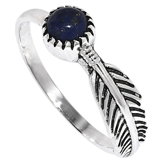 Feather - Lapis Lazuli Ring size-5 R-1042 SDR255118
