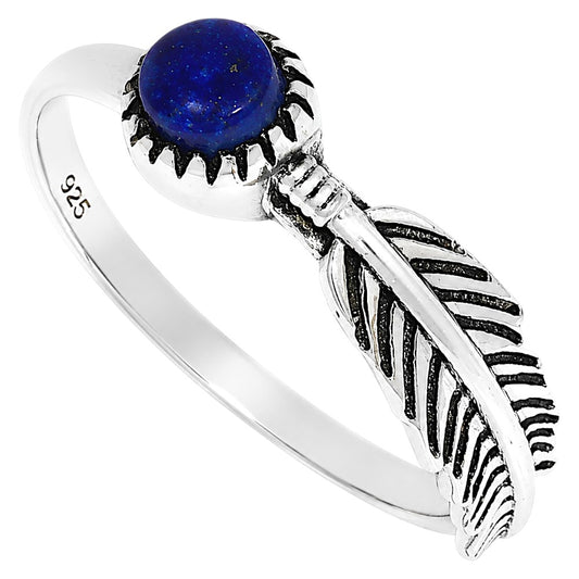 Feather - Lapis Lazuli Ring size-5 R-1042 SDR255121