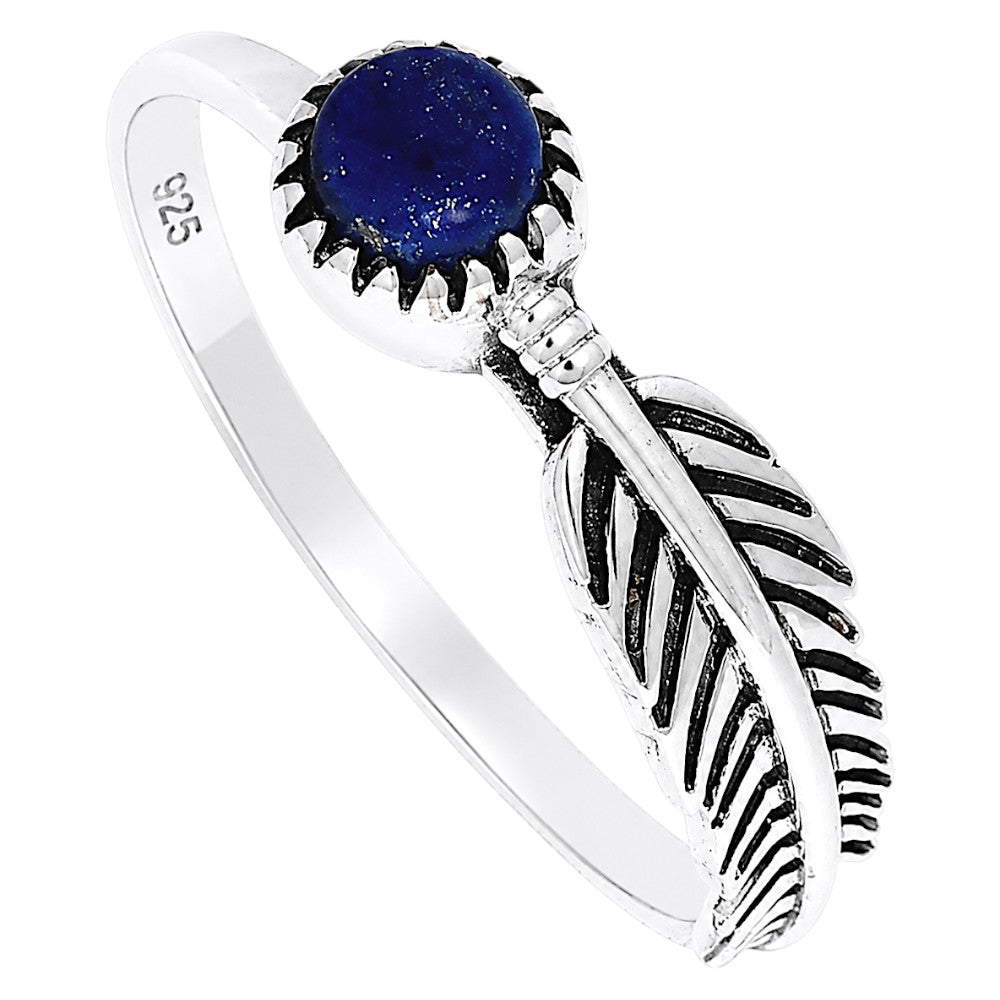 Feather - Lapis Lazuli Ring size-6 R-1042 SDR255124