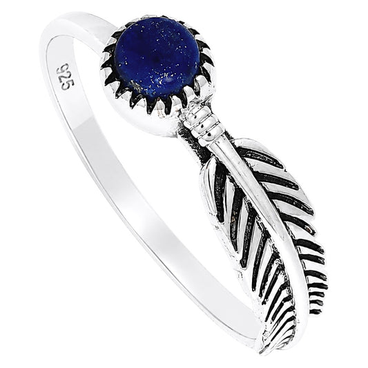 Feather - Lapis Lazuli Ring size-6 R-1042 SDR255124