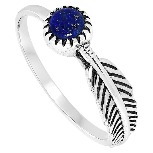 Feather - Lapis Lazuli Ring size-6 R-1042 SDR255126
