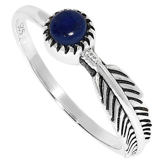 Feather - Lapis Lazuli Ring size-7 R-1042 SDR255128