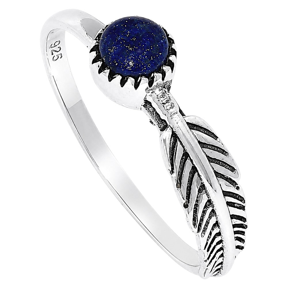 Feather - Lapis Lazuli Ring size-7 R-1042 SDR255129