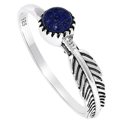 Feather - Lapis Lazuli Ring size-7 R-1042 SDR255129