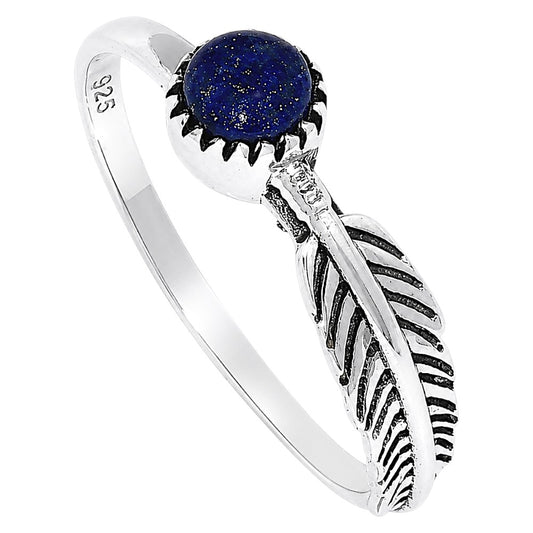 Feather - Lapis Lazuli Ring size-7 R-1042 SDR255129