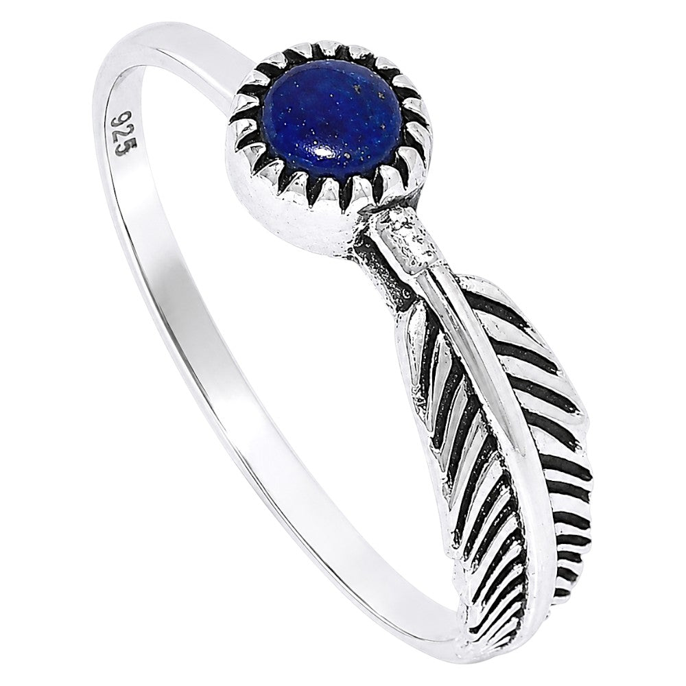 Feather - Lapis Lazuli Ring size-7 R-1042 SDR255131