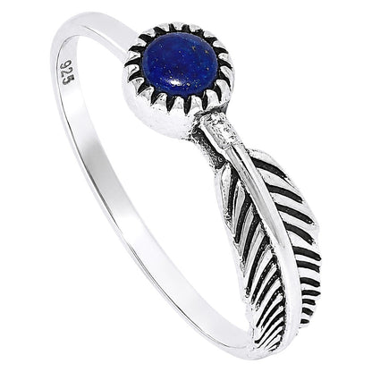 Feather - Lapis Lazuli Ring size-7 R-1042 SDR255131