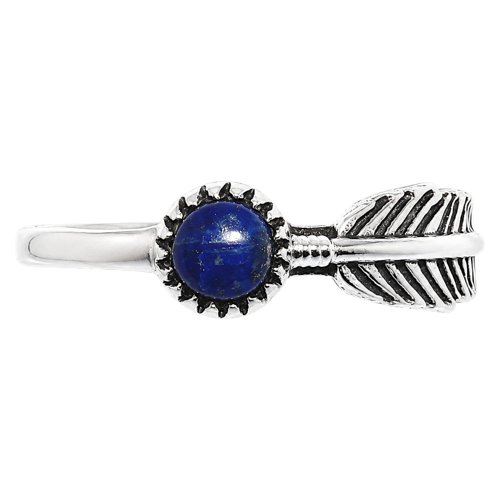 Feather - Lapis Lazuli Ring size-8 R-1042 SDR255133