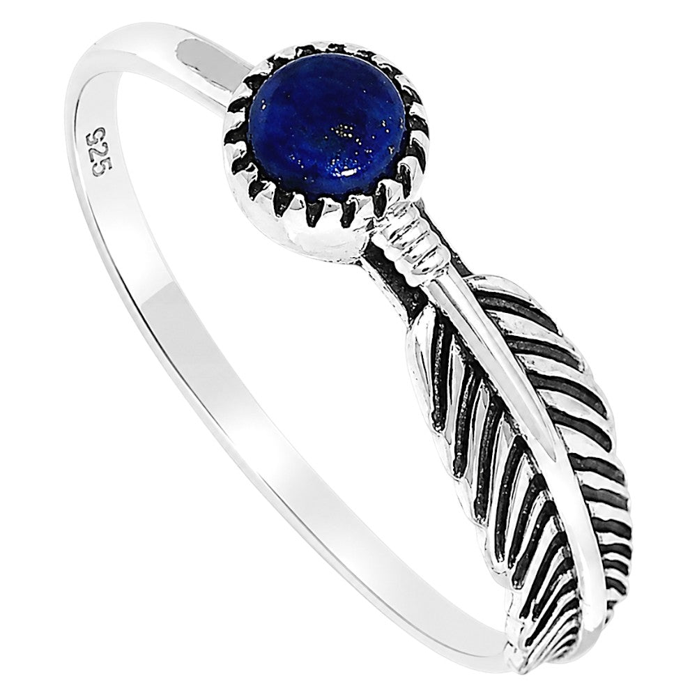 Feather - Lapis Lazuli Ring size-8 R-1042 SDR255134