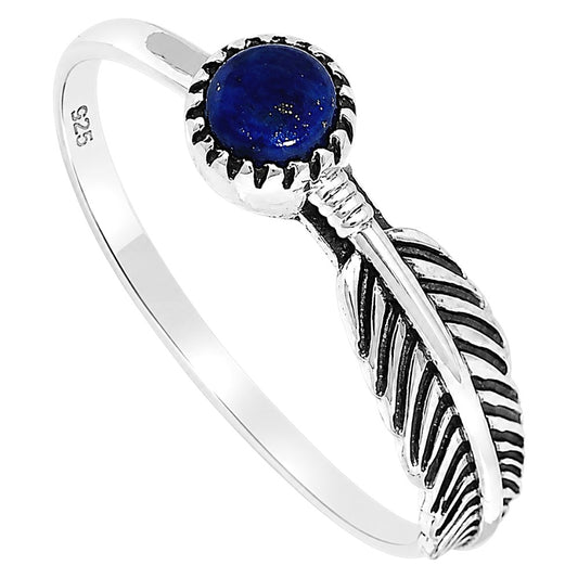 Feather - Lapis Lazuli Ring size-8 R-1042 SDR255134