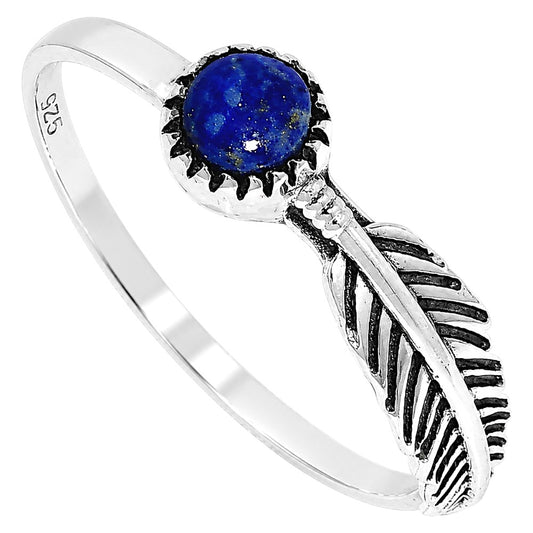 Feather - Lapis Lazuli Ring size-8 R-1042 SDR255135