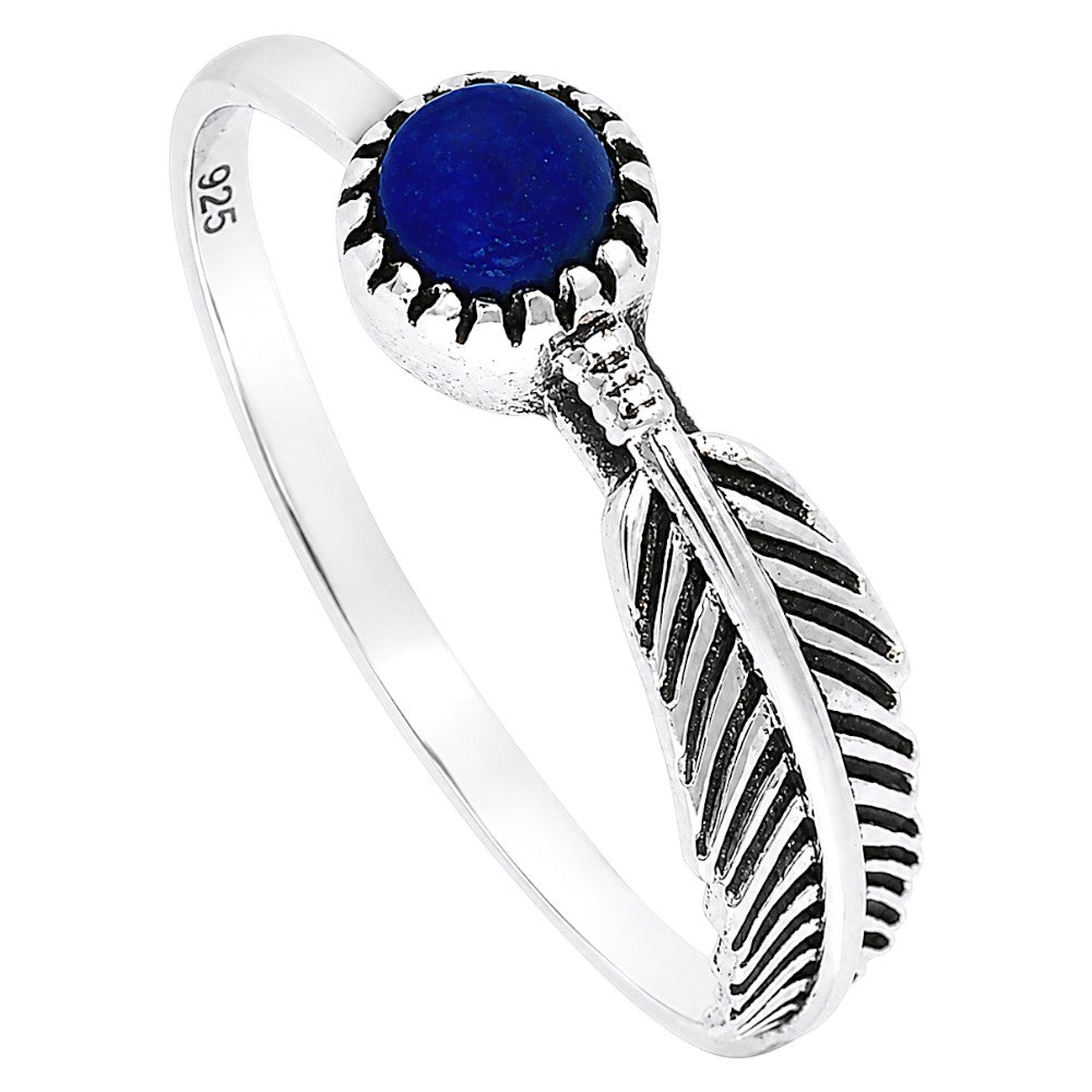 Feather - Lapis Lazuli Ring size-8 R-1042 SDR255136