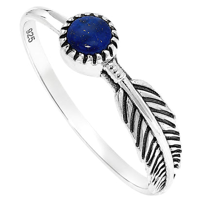 Feather - Lapis Lazuli Ring size-8 R-1042 SDR255137