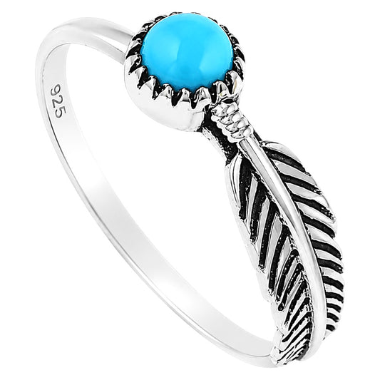 Feather - Sleeping Beauty turquoise Ring size-5 R-1042 SDR255139