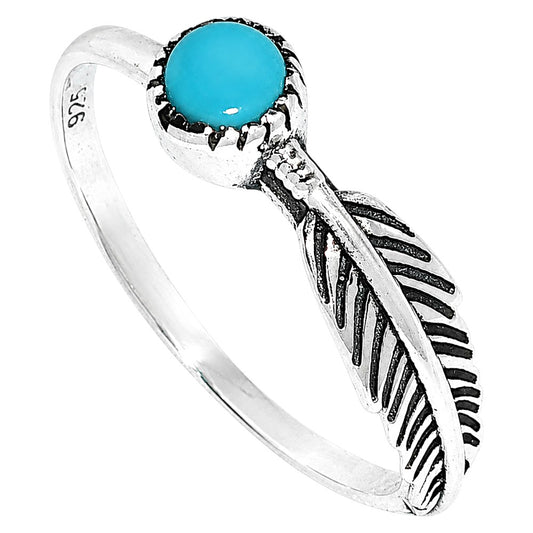 Feather - Sleeping Beauty turquoise Ring size-8 R-1042 SDR255156