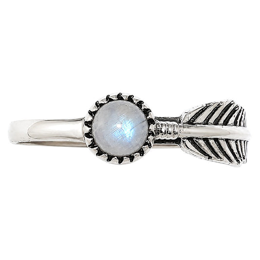 Feather - Rainbow Moonstone Ring size-5 R-1042 SDR255158