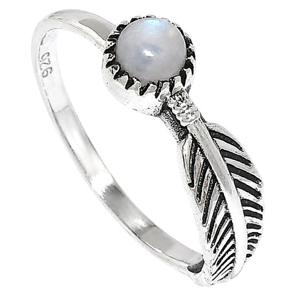 Feather - Rainbow Moonstone Ring size-5 R-1042 SDR255158