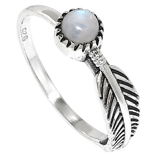 Feather - Rainbow Moonstone Ring size-5 R-1042 SDR255158